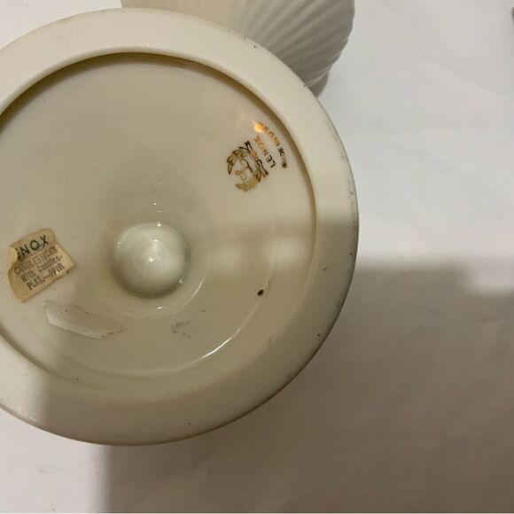 Vintage Lenox USA Porcelain - Long Neck Potbelly Vase Footed 24k & candle holder - Picture 7 of 13